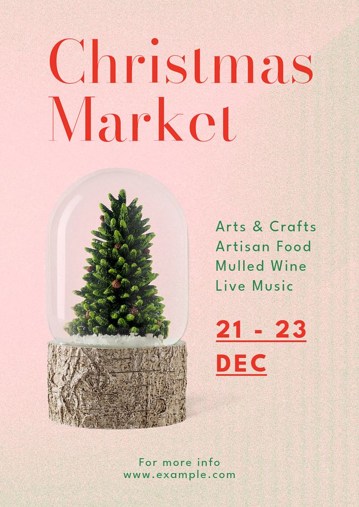 Christmas market poster template, editable text & design