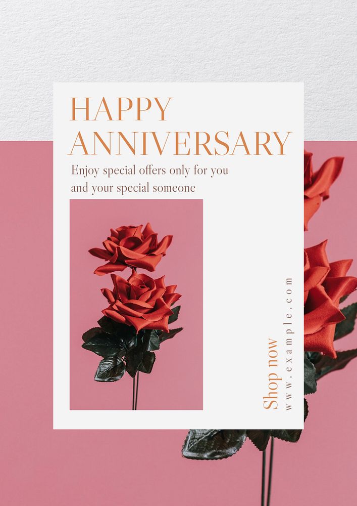 Happy anniversary  poster template, editable text & design