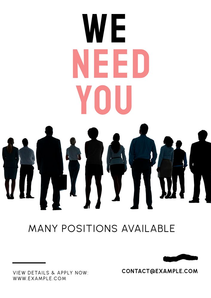 Hiring poster template, editable text & design