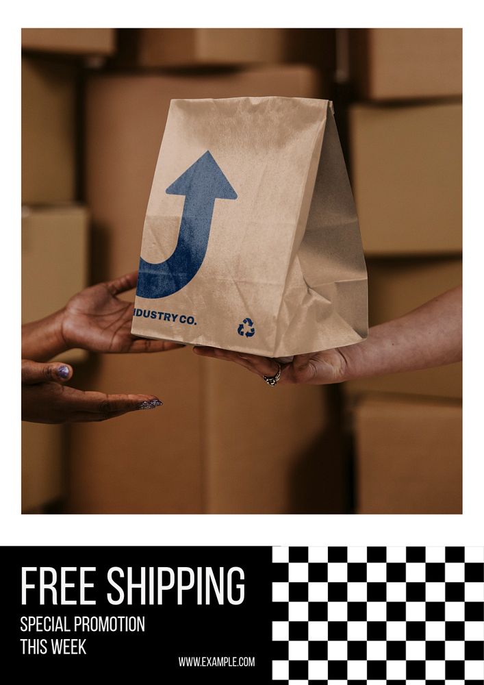 Free shipping poster template, editable text & design