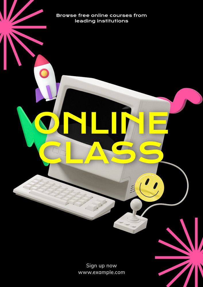 Online class poster template, editable text & design