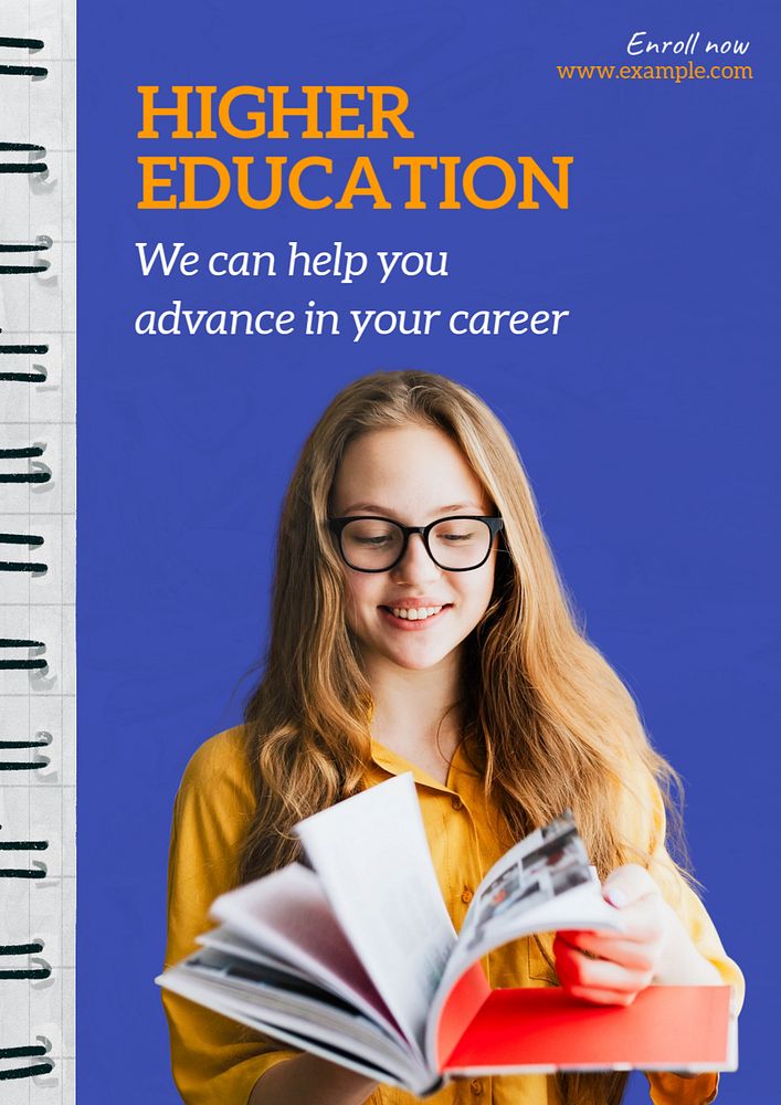 Higher education poster template, editable text & design