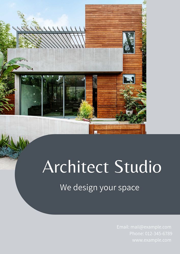 Architect studio poster template, editable text & design