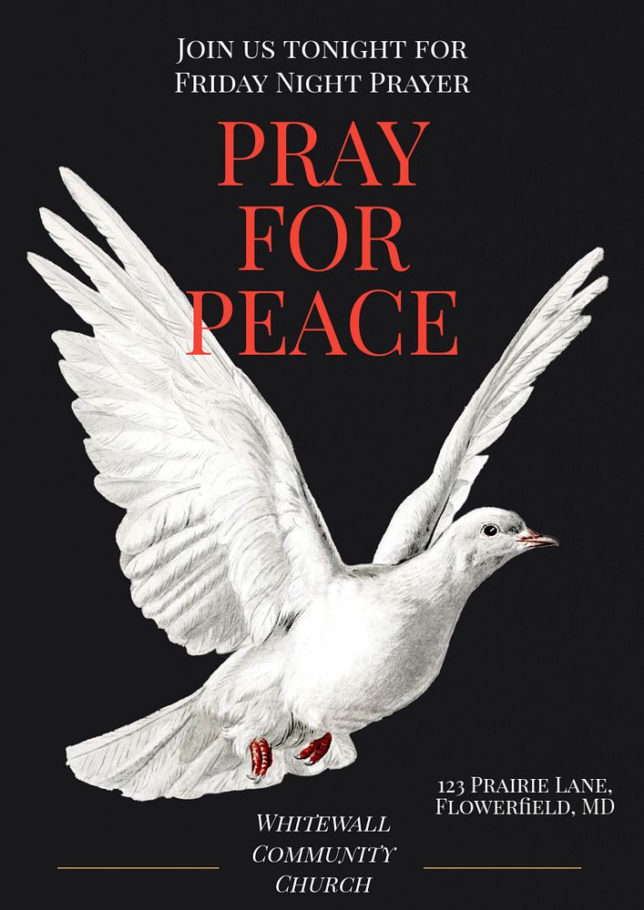 Pray for peace poster template, editable text & design