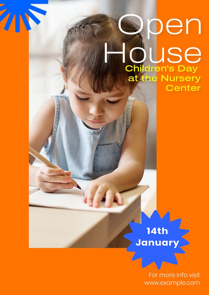 Open house poster template, editable text & design