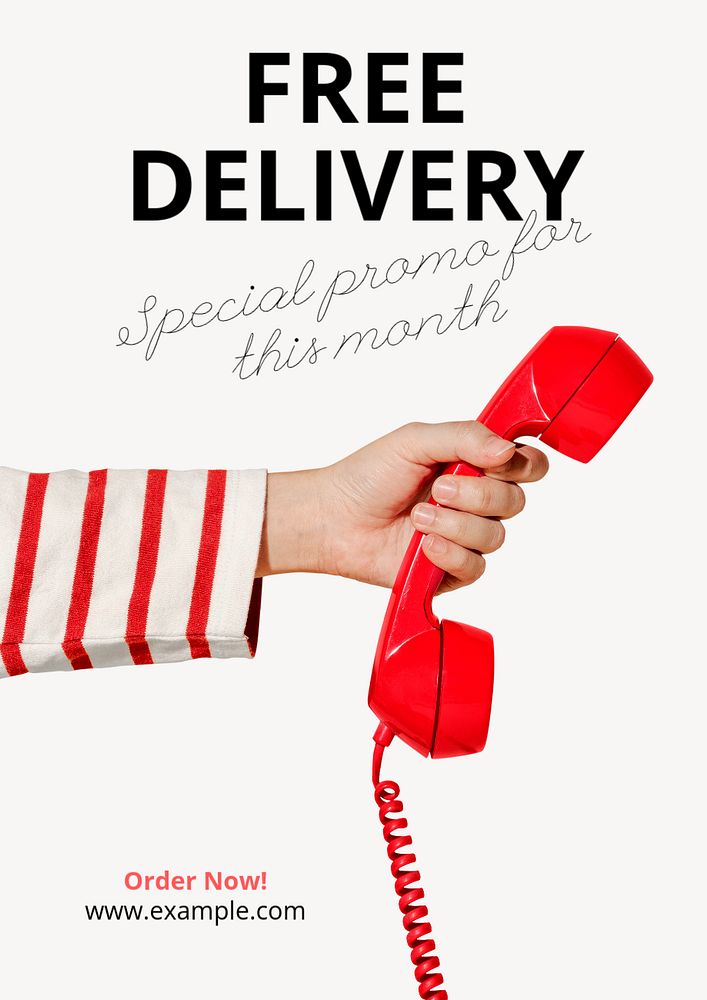 Free delivery poster template, editable text & design