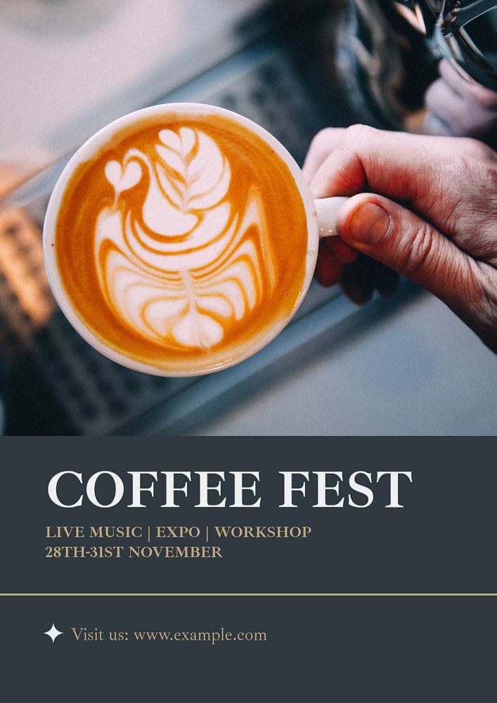 Coffee festival poster template, editable text & design