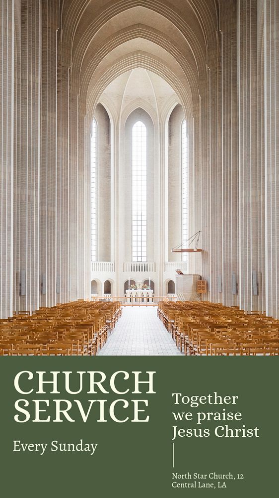 Church service Instagram story template, editable text