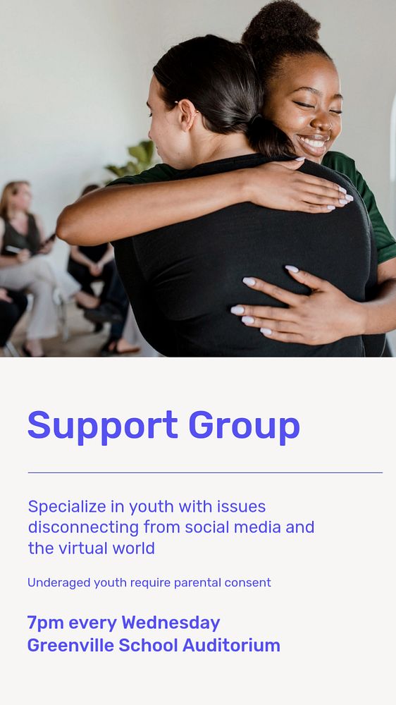 Support group Instagram story template, editable text