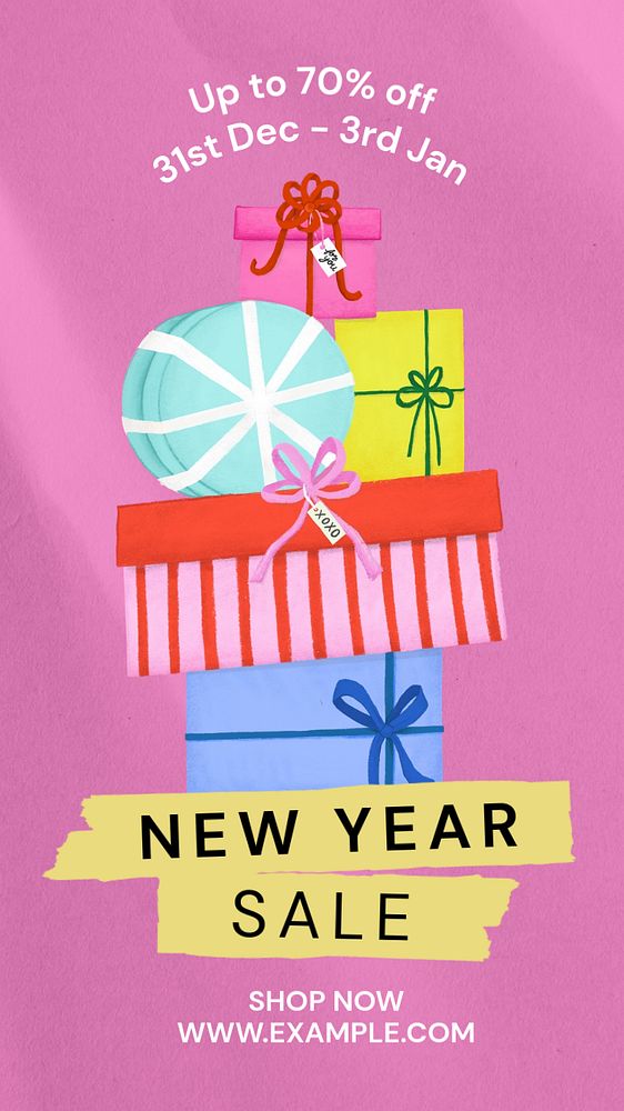 New Year sale Instagram story template, editable text