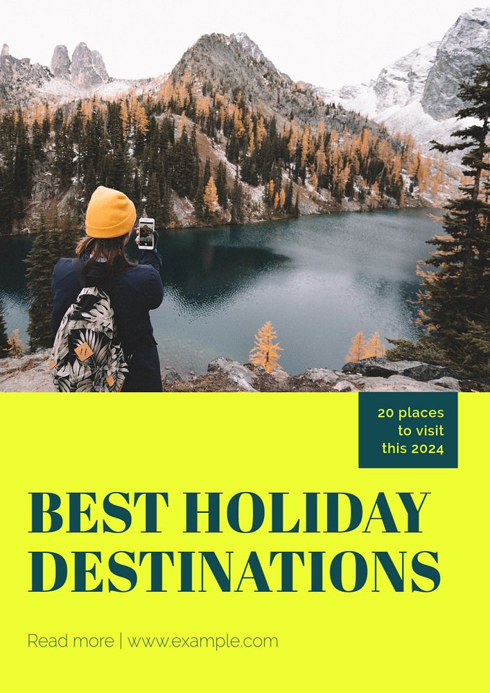 Best holiday destinations poster template, editable text & design