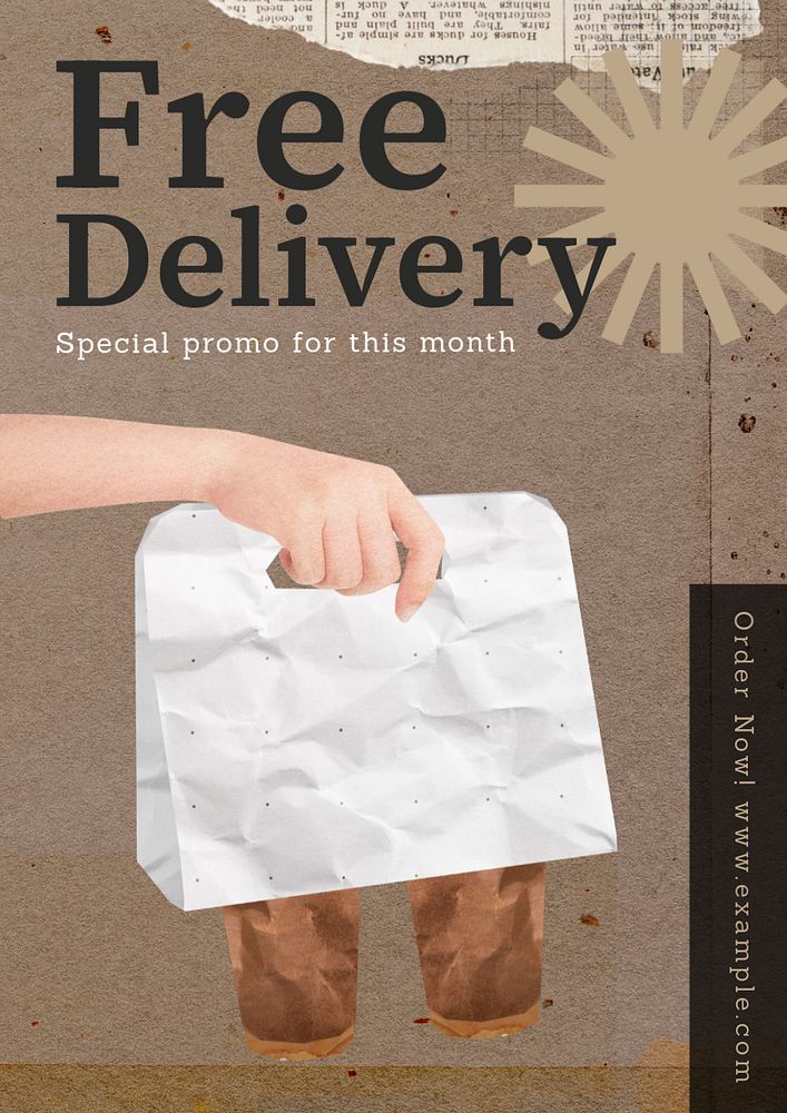 Free delivery poster template, editable text & design