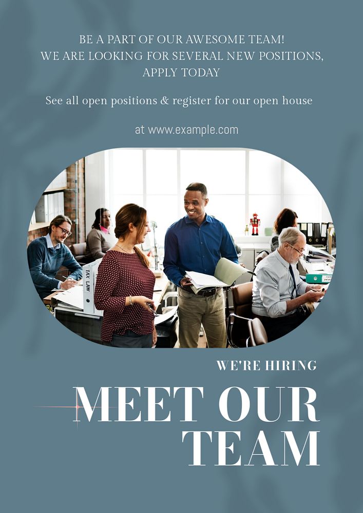 We're hiring poster template, editable text & design