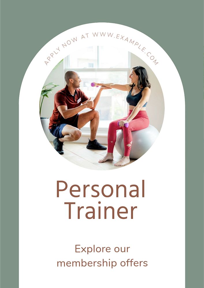 Personal trainer poster template, editable text & design