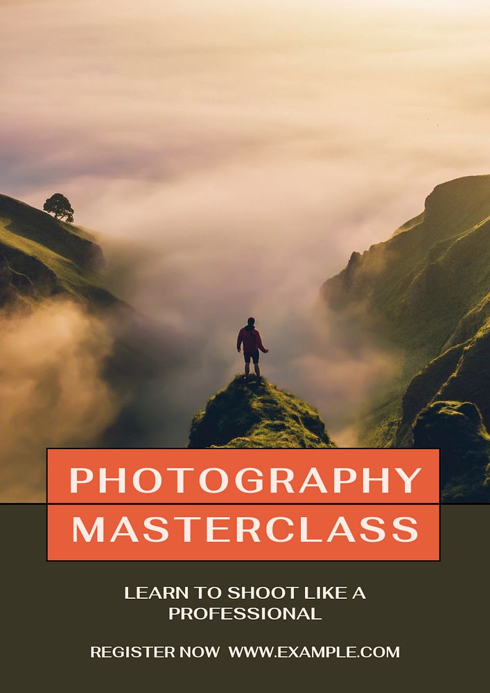 Photography masterclass poster template, editable text & design