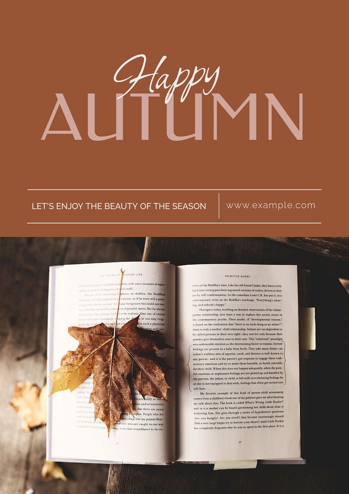 Happy autumn poster template, editable text & design