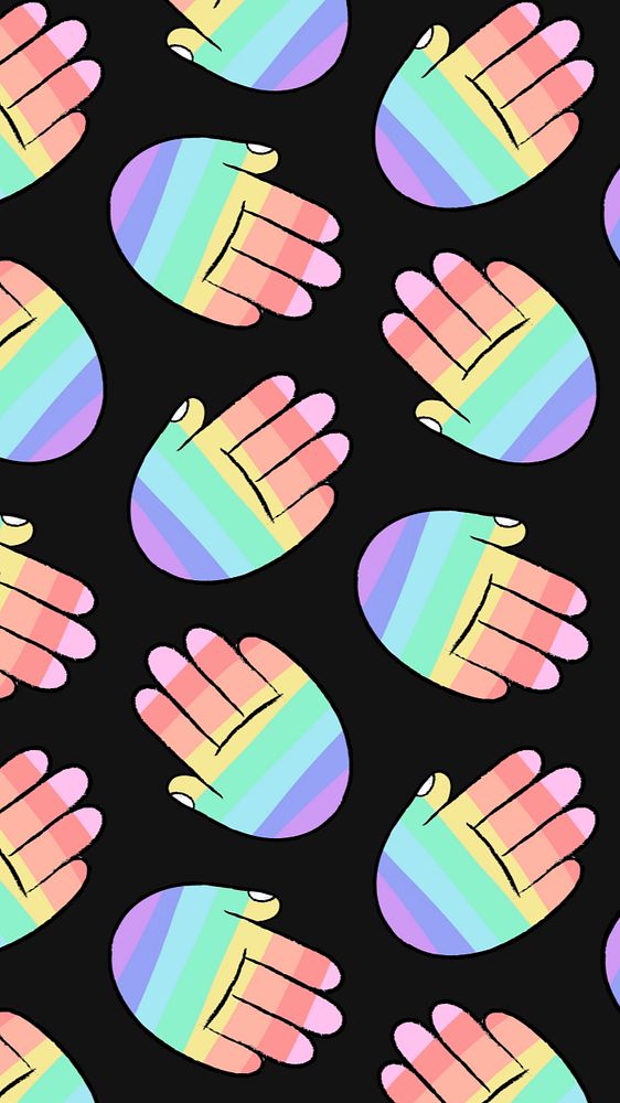 LGBTQ+ hands iPhone wallpaper illustration, equality editable design