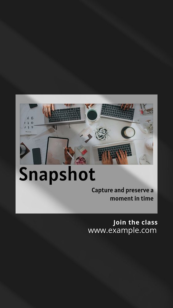 Photography class  Instagram story template, editable text