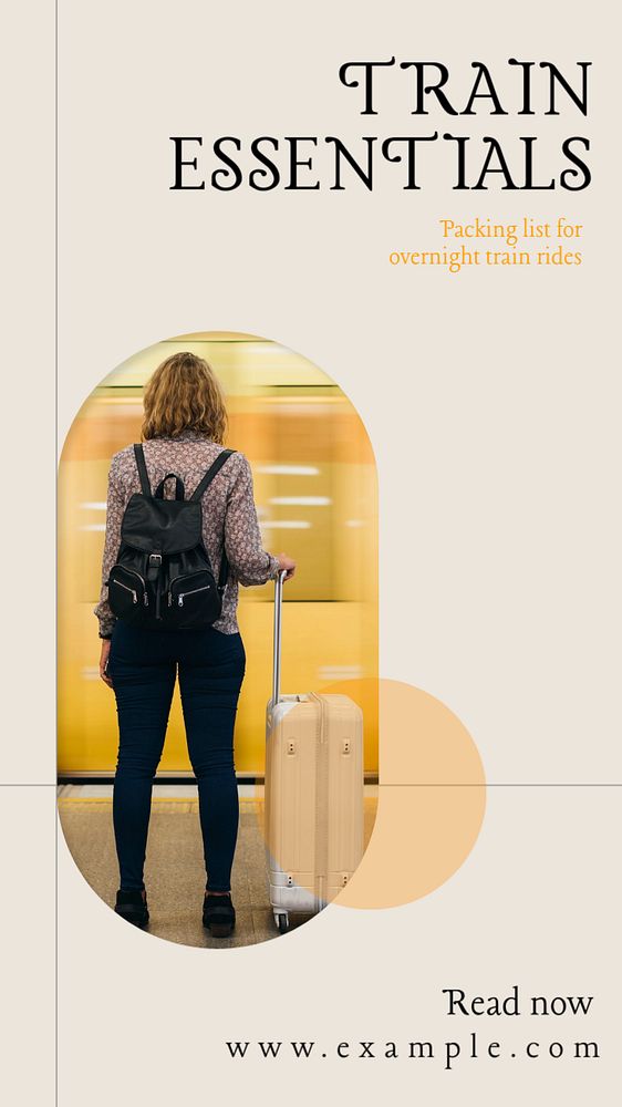 Train essentials  Instagram story template, editable text