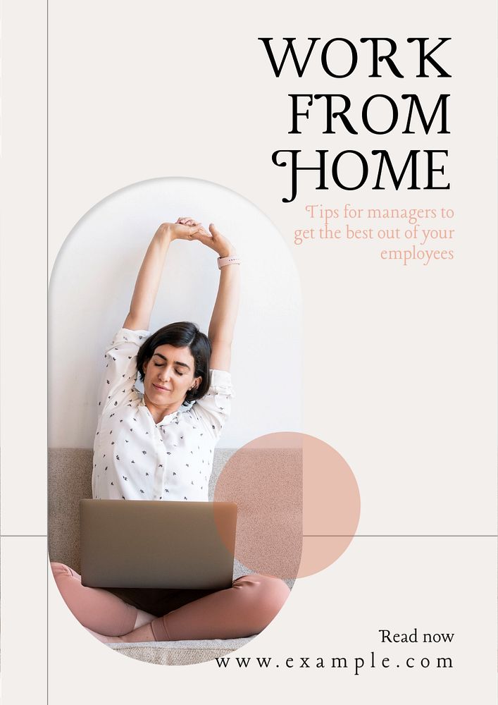 Work from home  poster template, editable text & design