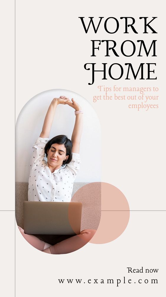 Work from home  Instagram story template, editable text