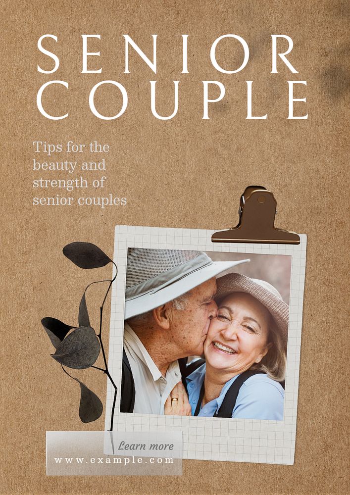 Senior couple poster template, editable text & design