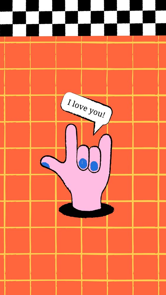 I love you hand iPhone wallpaper, grid editable design