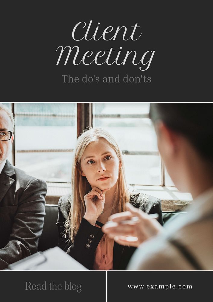 Client meeting  poster template, editable text & design