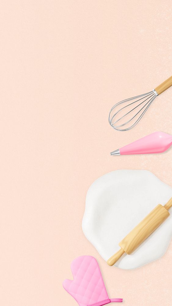 3D baking tool iPhone wallpaper, hobby editable illustration