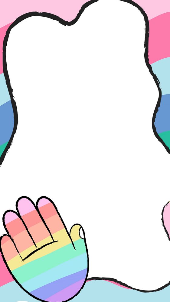 Rainbow hand iPhone wallpaper, love editable design