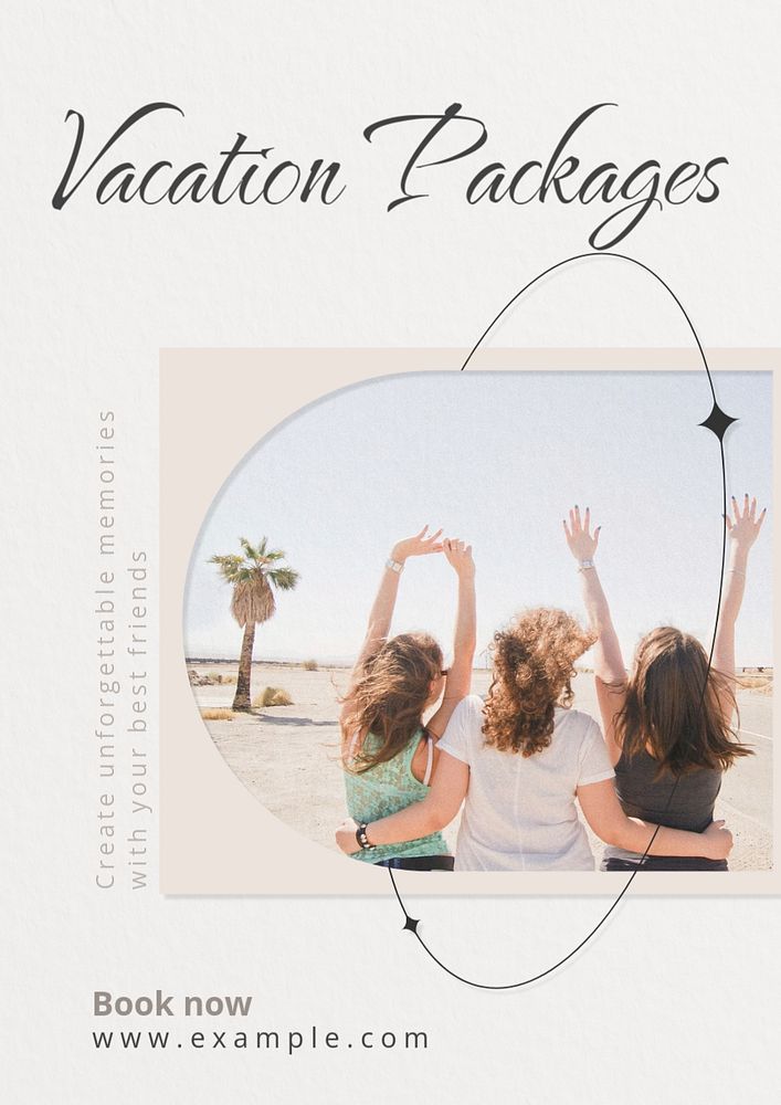 Vacation packages  poster template, editable text & design