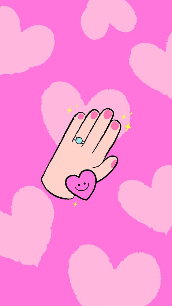 Cute hand iPhone wallpaper illustration, diversity heart editable design