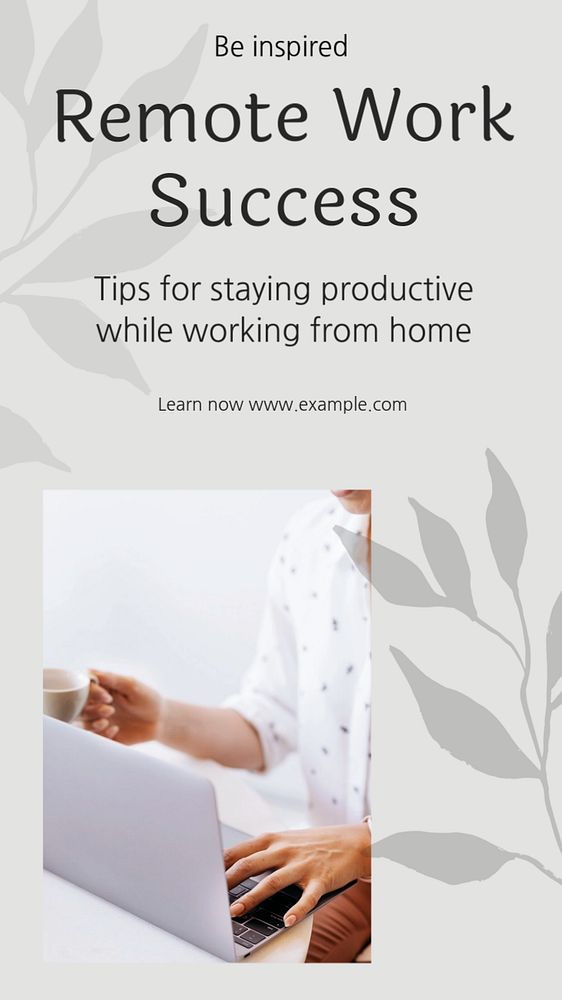 Remote work success  Instagram story template, editable text