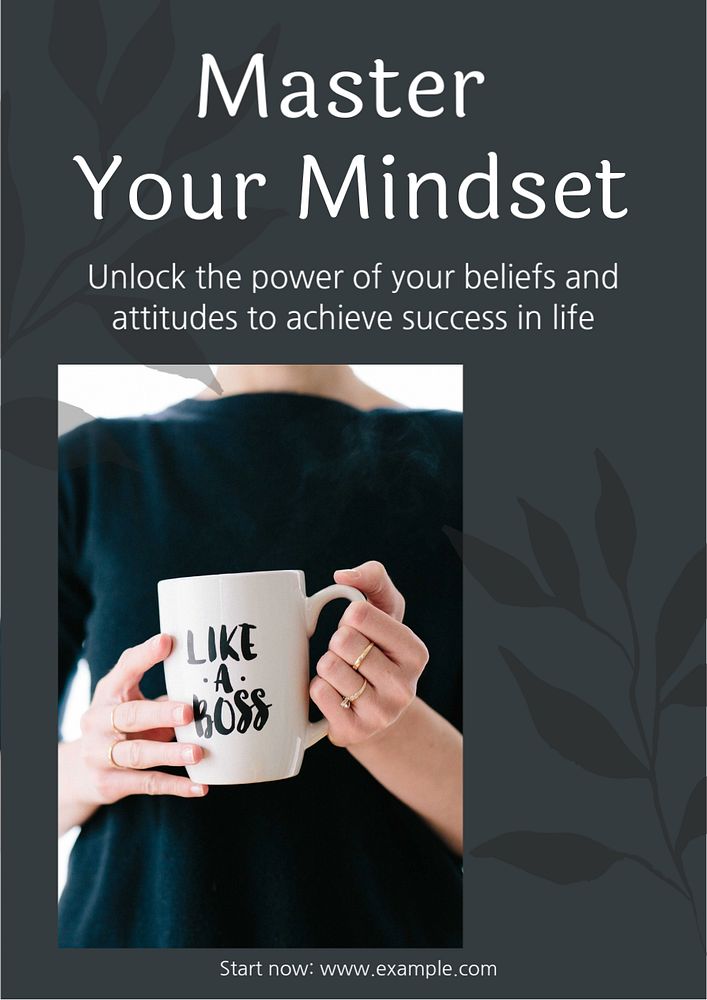 Master your mindset  poster template, editable text & design