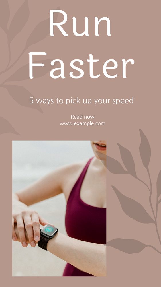 Run faster  Instagram story template, editable text