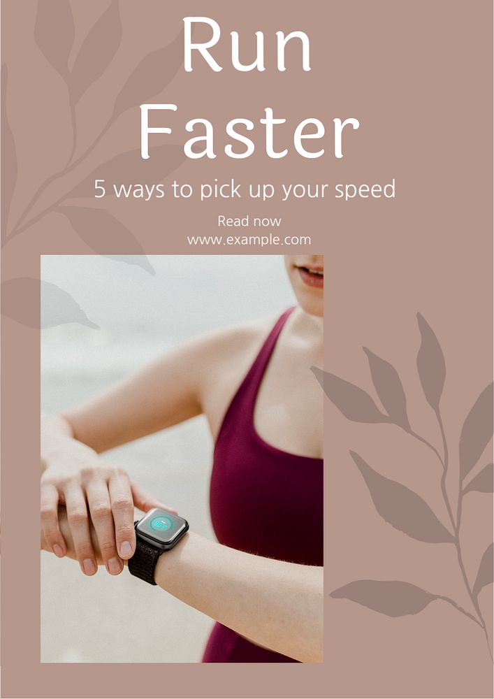 Run faster  poster template, editable text & design