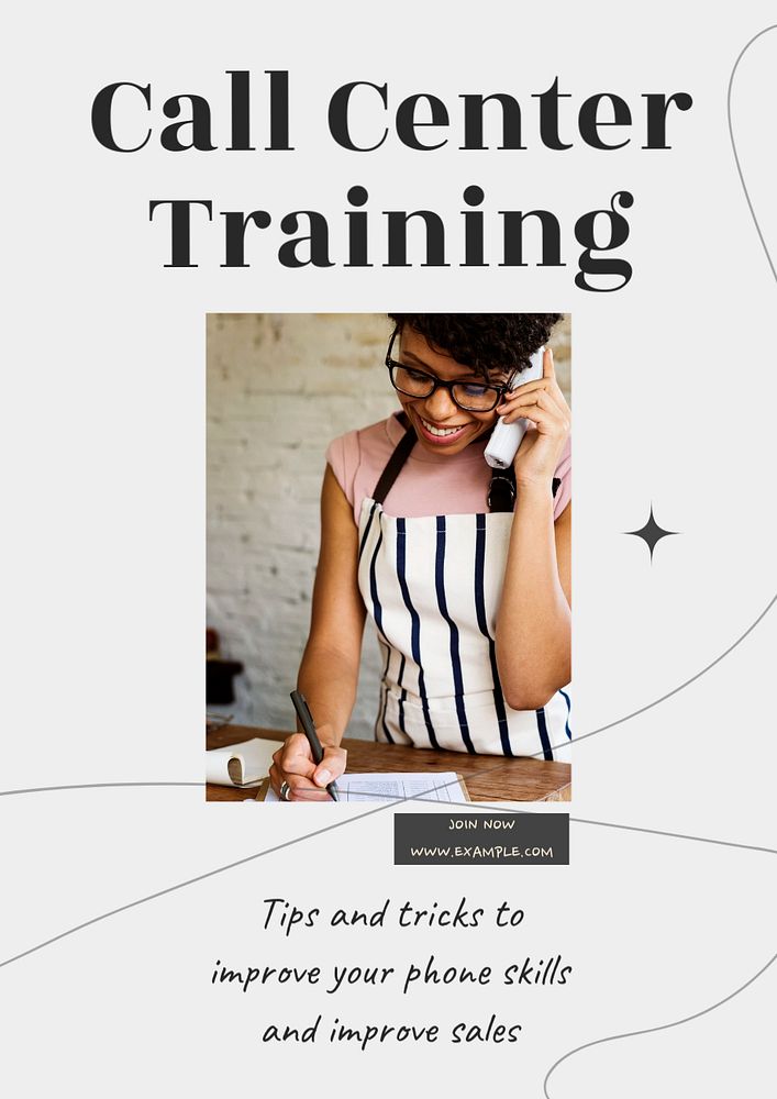 Call center training  poster template, editable text & design