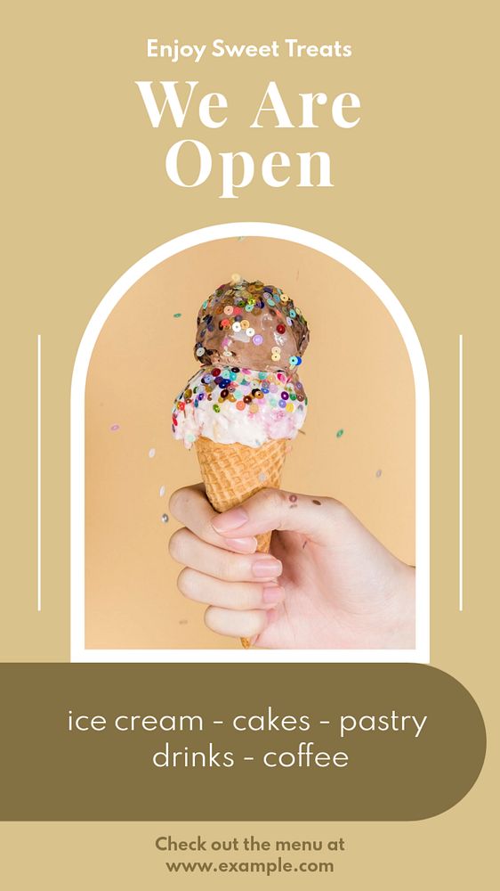 Sweet shop  Instagram story template, editable text