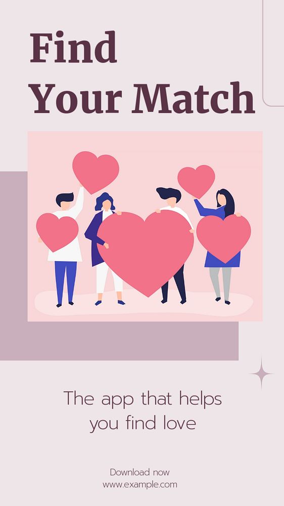 Dating app  Instagram story template, editable text