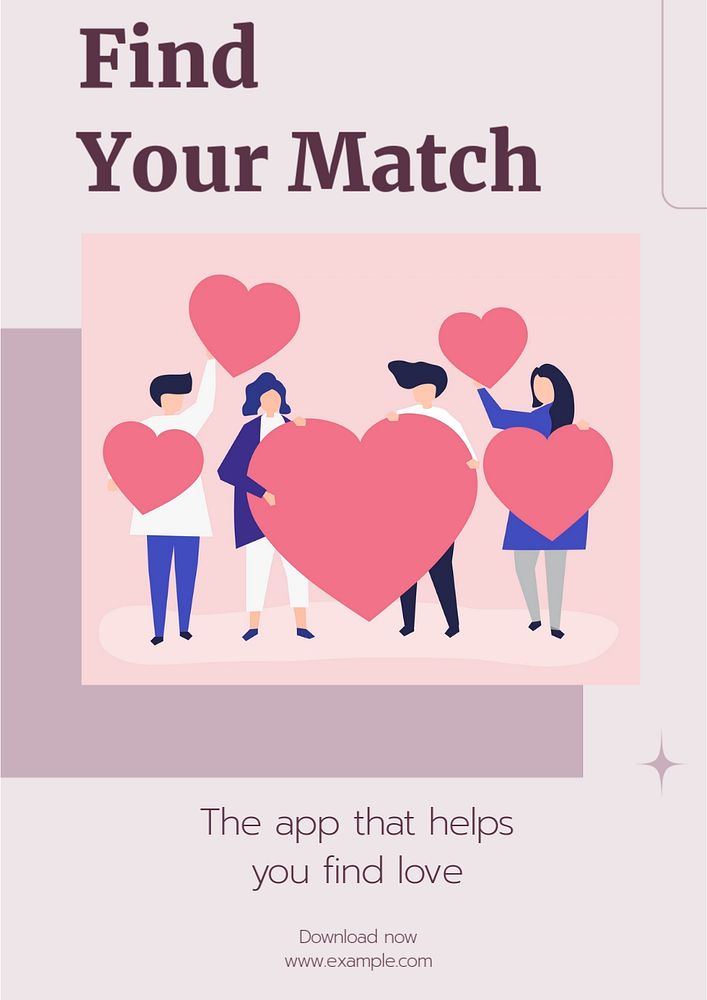 Dating app  poster template, editable text & design