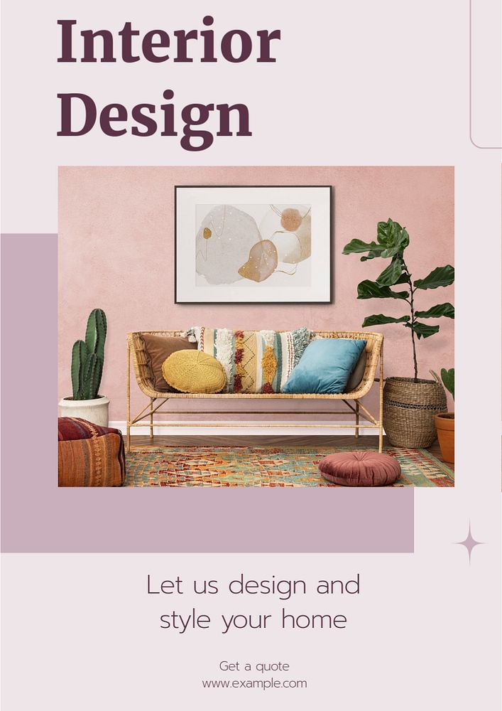 Interior design  poster template, editable text & design