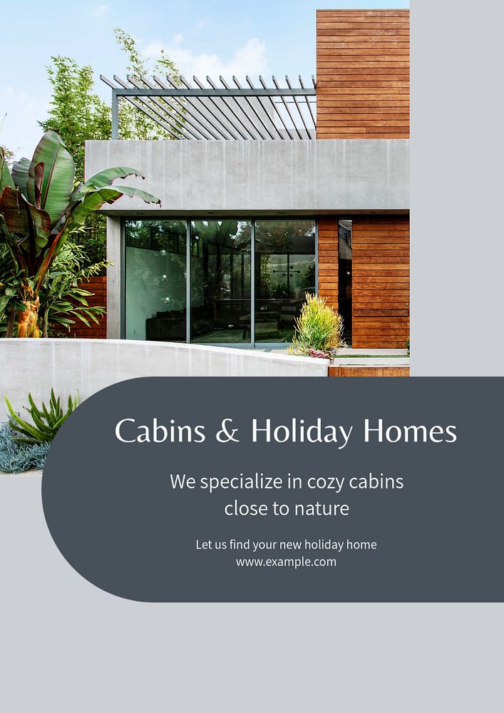 Holiday homes  poster template, editable text & design