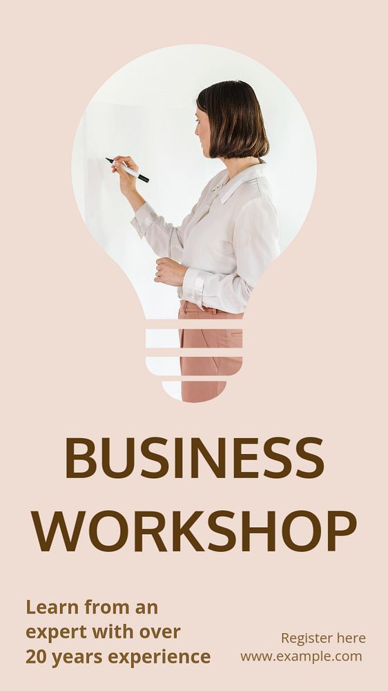 Business workshop  Instagram story template, editable text