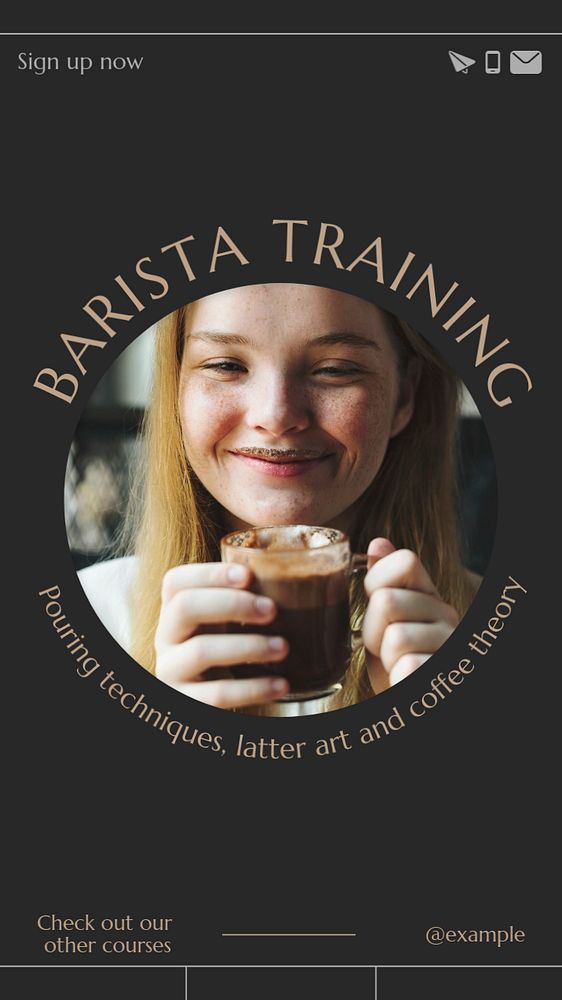 Barista training  Instagram story template, editable text