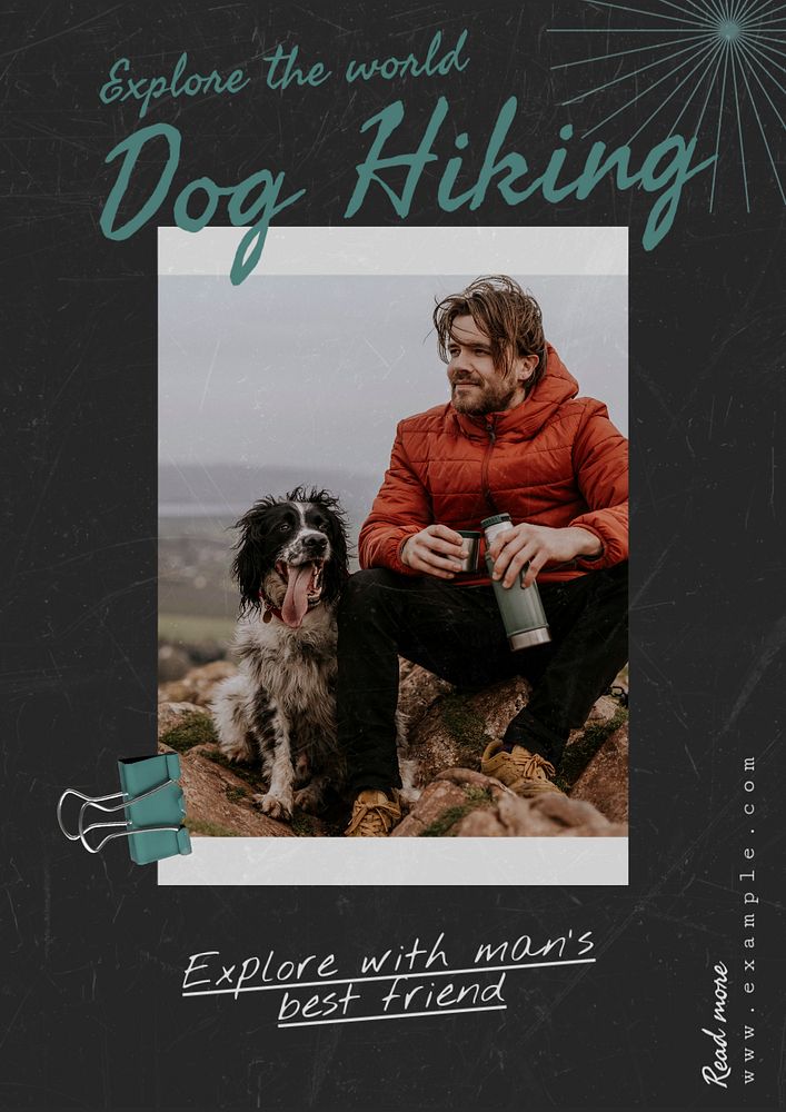 Hiking pet  poster template, editable text & design