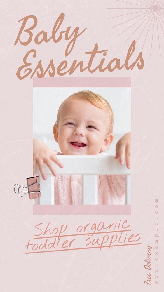 Baby essentials  Instagram story template, editable text