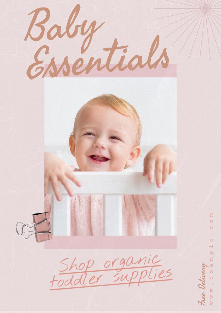 Baby essentials  poster template, editable text & design