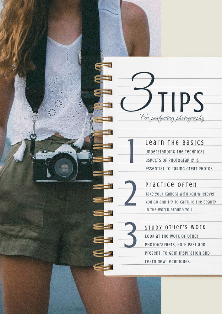 Photography tips  poster template, editable text & design