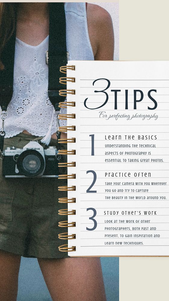 Photography tips  Instagram story template, editable text