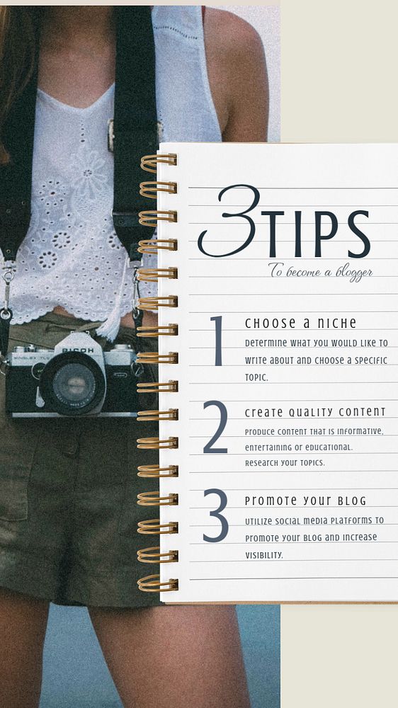 Blogging tips  Instagram story template, editable text